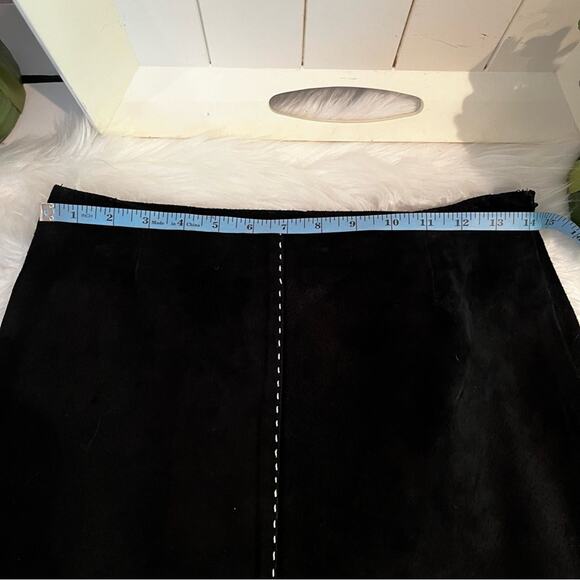 NEW Rem Garson Suede Leather Vintage Aline Midi Contrast Full Two Tone Black Sk… - Picture 14 of 15